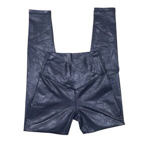 OFFLINE by Aerie Faux Leather Hugger Crackle Crossover Black Leggings Pants S